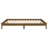 LED bed frame without mattress 140x190 cm solid wood