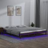 LED bed frame without mattress 140x190 cm solid wood