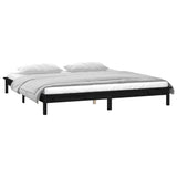 Cadre de lit à LED sans matelas noir 140x190 cm bois massif