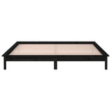 Cadre de lit à LED sans matelas noir 140x190 cm bois massif