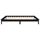 Cadre de lit à LED sans matelas noir 140x190 cm bois massif