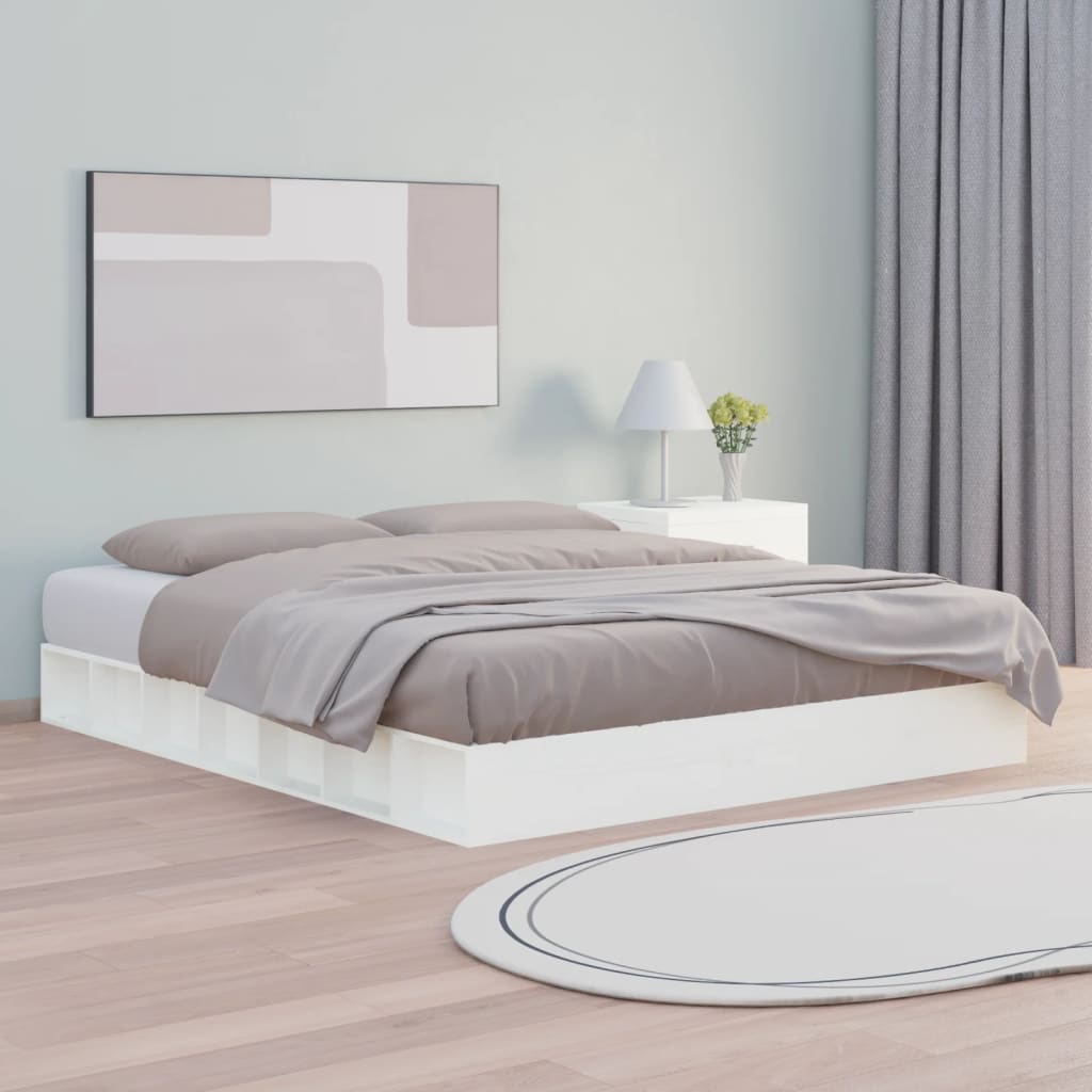 Bed frame without mattress white 200x200 cm solid wood