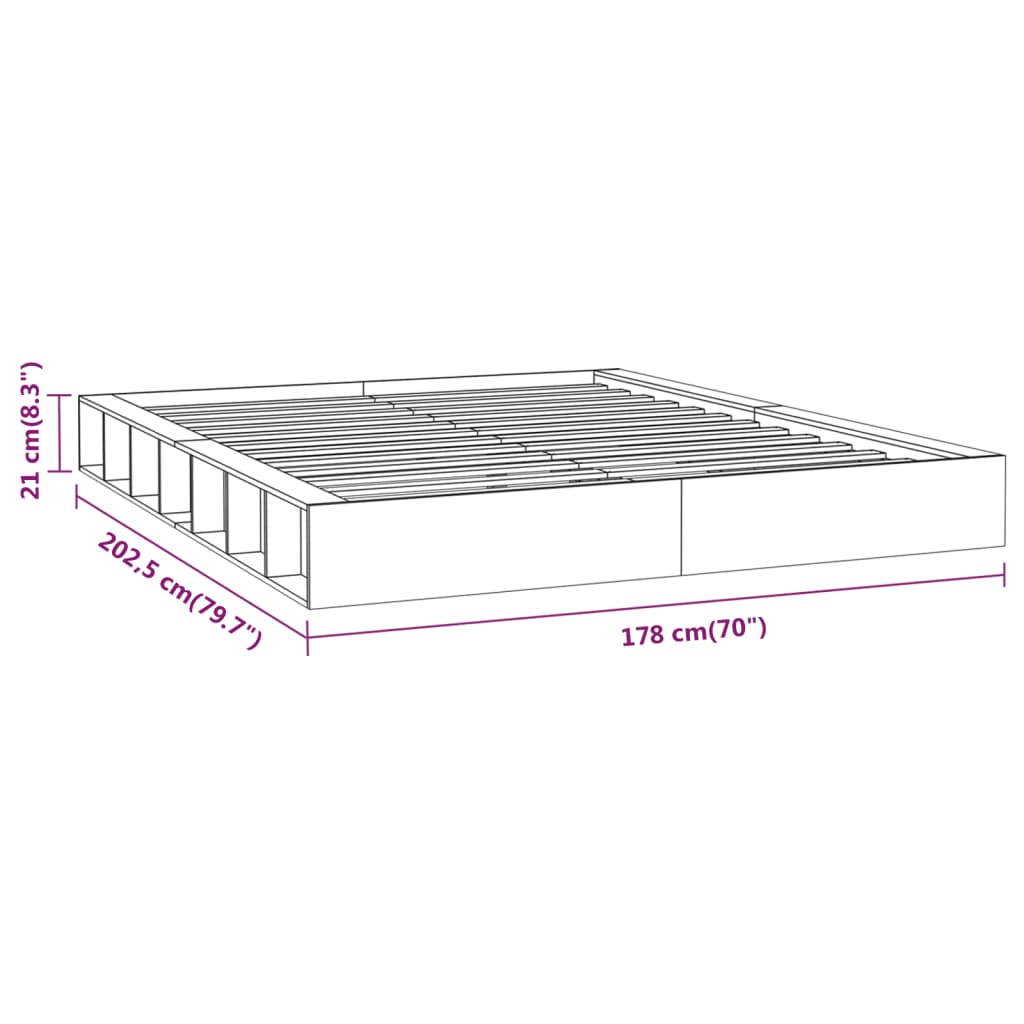 Bettgestell ohne weiße Matratze 160x200 cm Massivholz