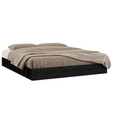 Cadre de lit sans matelas noir 120x200 cm bois massif