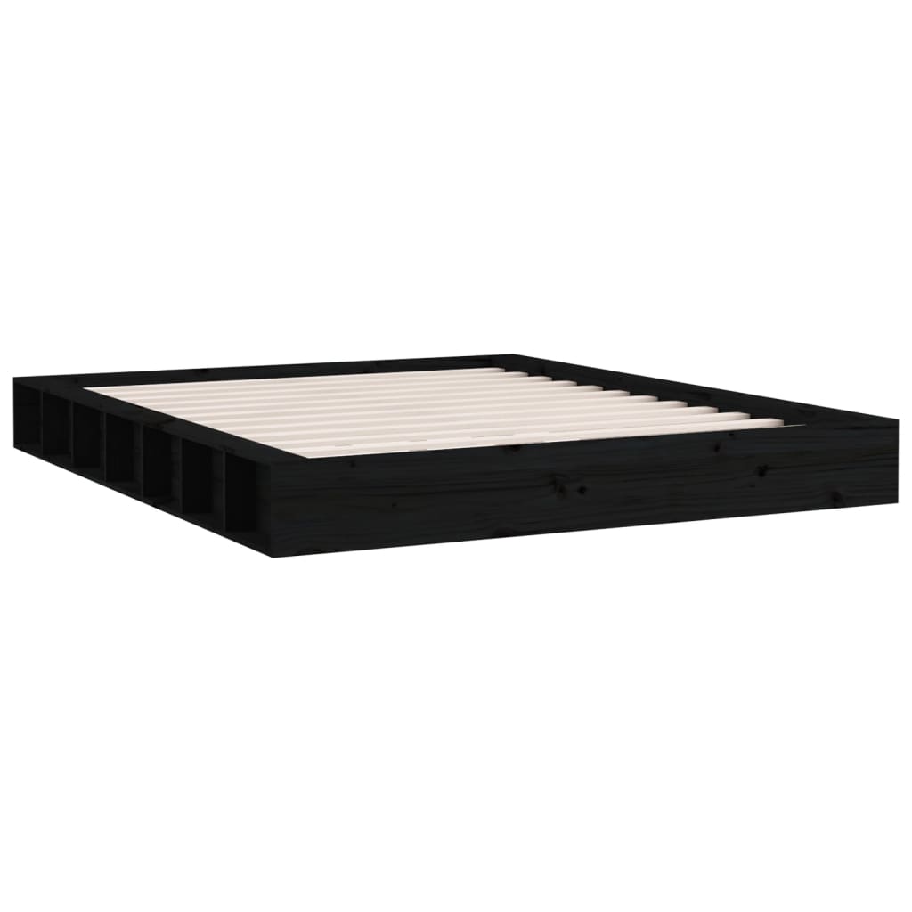 Cadre de lit sans matelas noir 120x200 cm bois massif