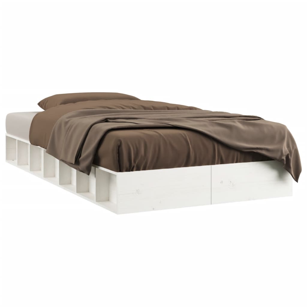 Cadre de lit sans matelas blanc 100x200 cm bois massif