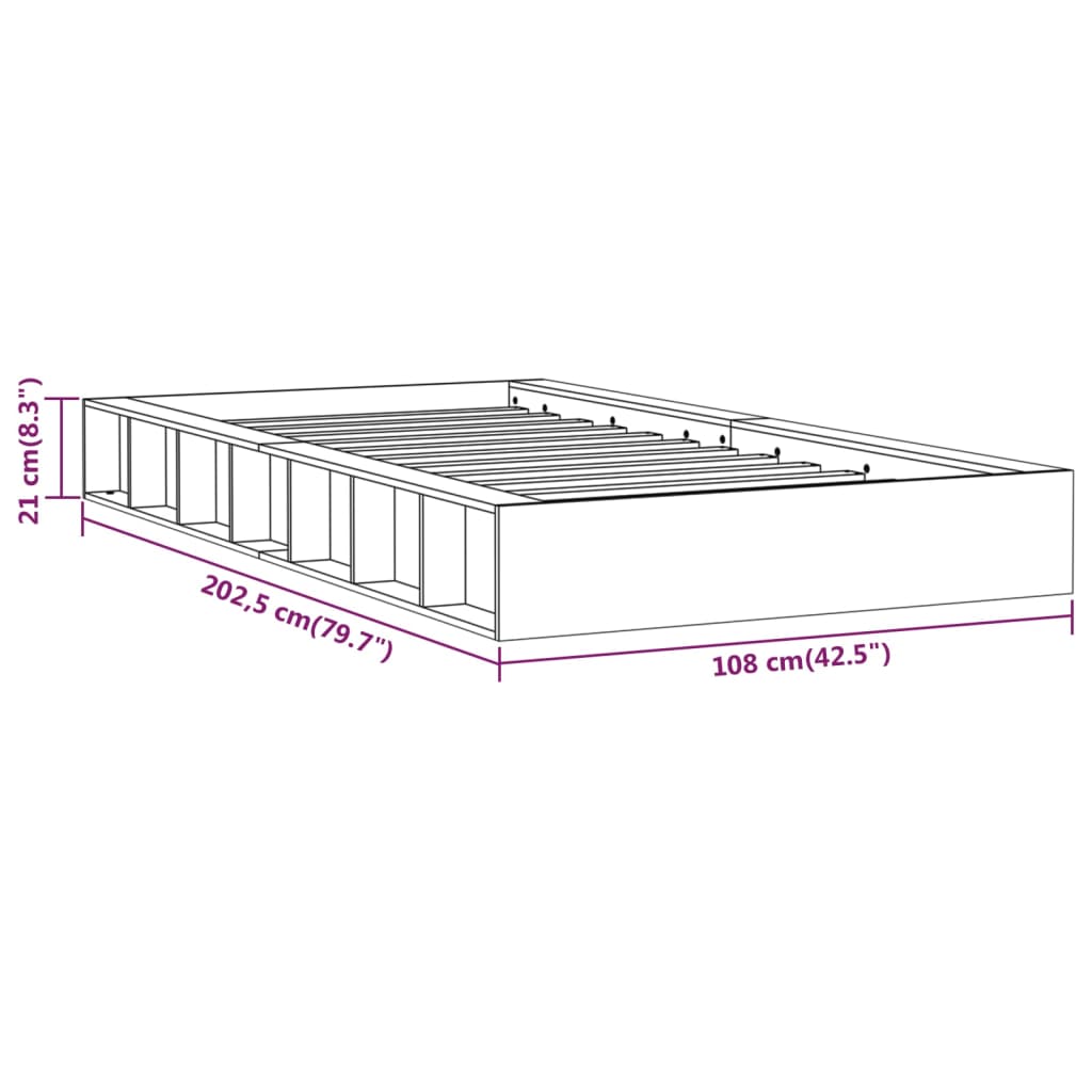 Cadre de lit sans matelas 90x200 cm bois massif