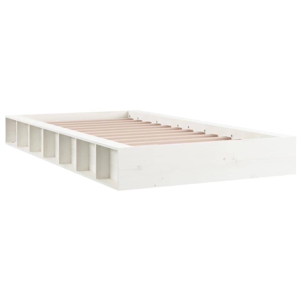 Cadre de lit sans matelas blanc 90x200 cm bois massif