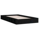 Bed frame without mattress black 75x190 cm solid wood