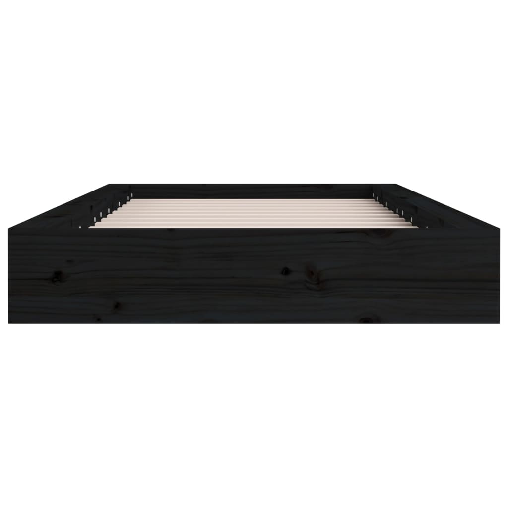 Cadre de lit sans matelas noir 75x190 cm bois massif