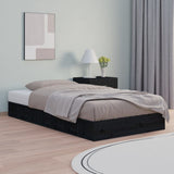 Cadre de lit sans matelas noir 75x190 cm bois massif