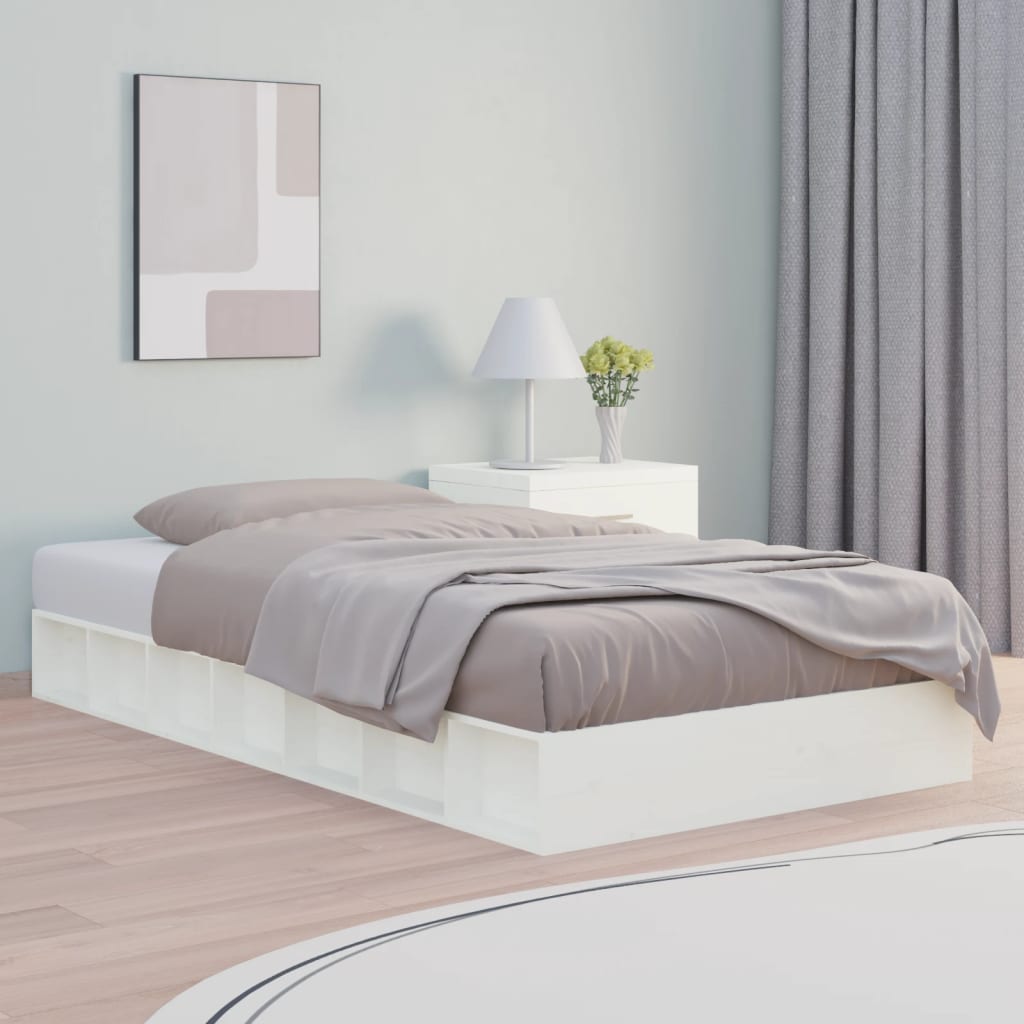 Cadre de lit sans matelas blanc 120x190 cm bois massif