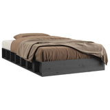 Cadre de lit sans matelas gris 135x190 cm bois massif