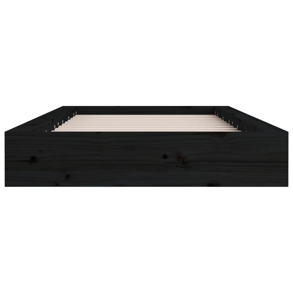 Cadre de lit sans matelas noir 135x190 cm bois massif