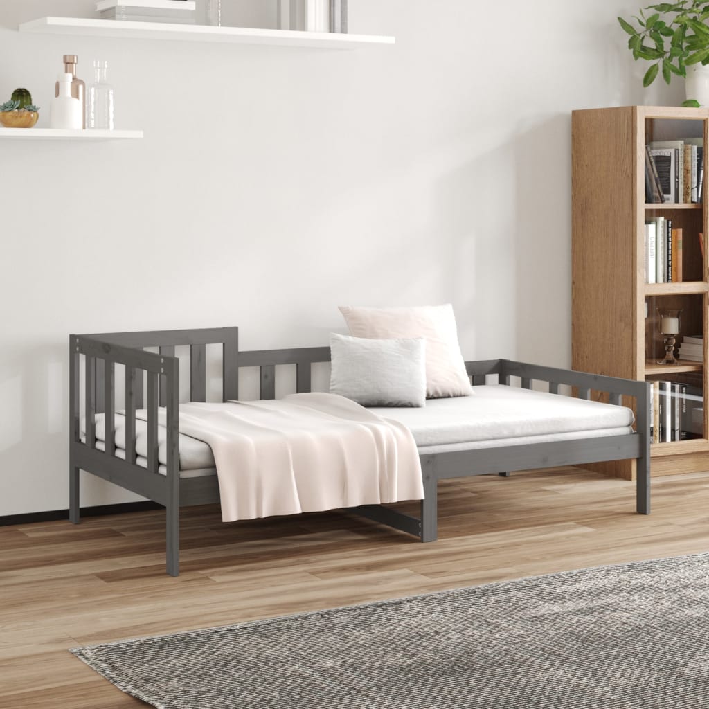 Day bed without mattress gray 90x200 cm solid pine wood