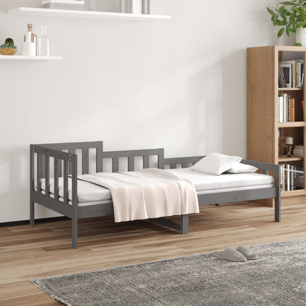 Day bed without mattress gray 90x200 cm solid pine wood