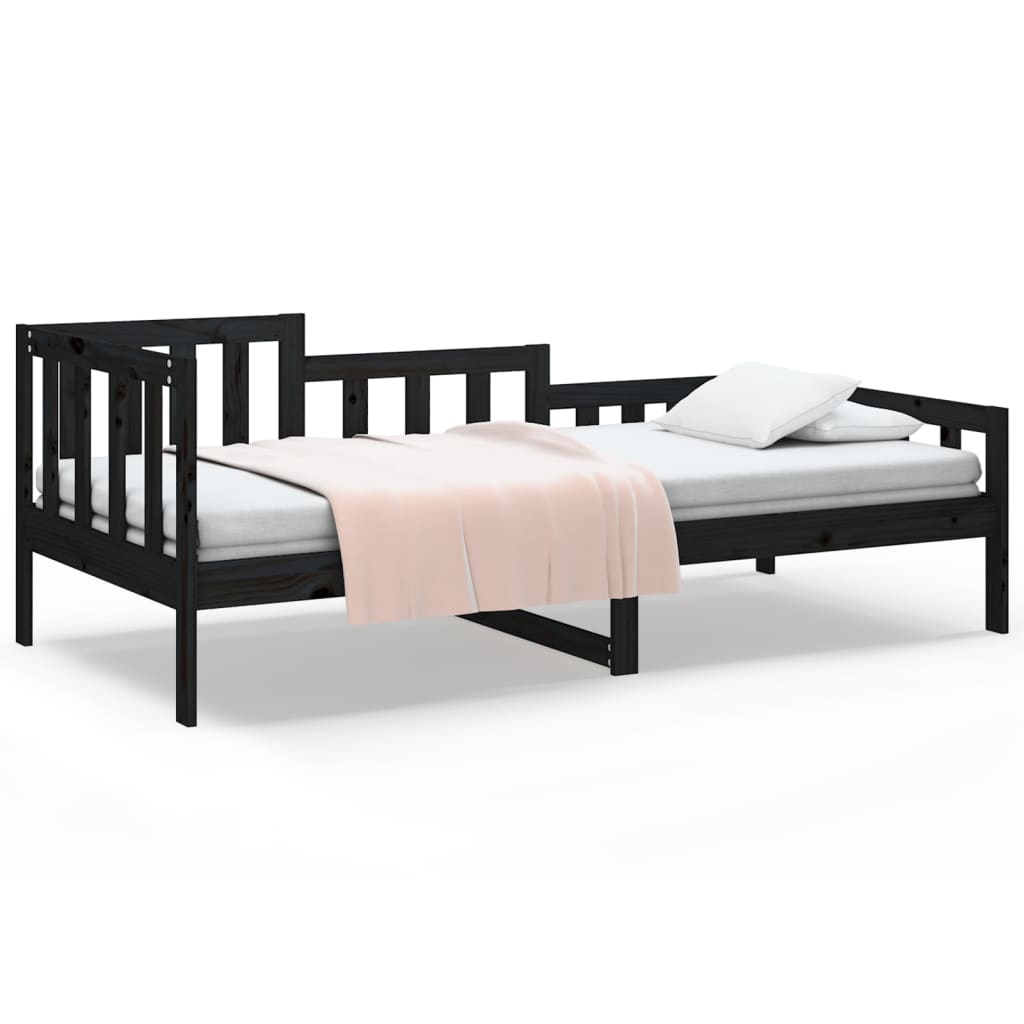 Day bed without mattress black 90x200 cm solid pine wood