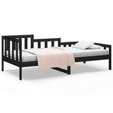 Day bed without mattress black 90x200 cm solid pine wood