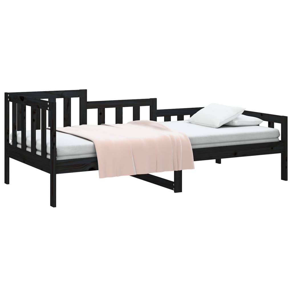 Day bed without mattress black 90x200 cm solid pine wood