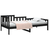 Lit de jour sans matelas noir 90x200 cm bois de pin massif