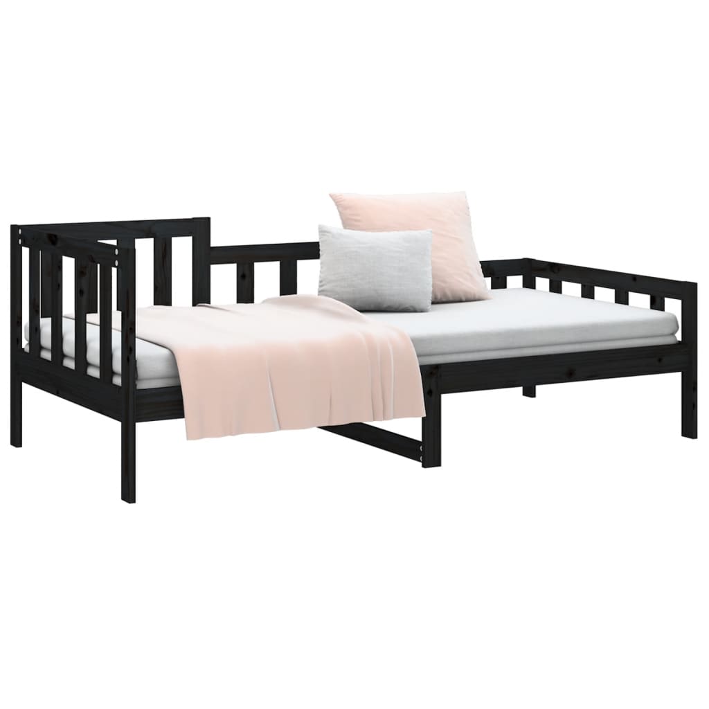 Day bed without mattress black 90x200 cm solid pine wood