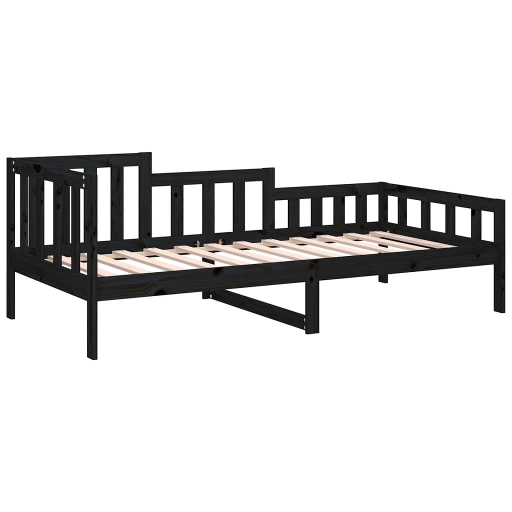 Day bed without mattress black 90x200 cm solid pine wood