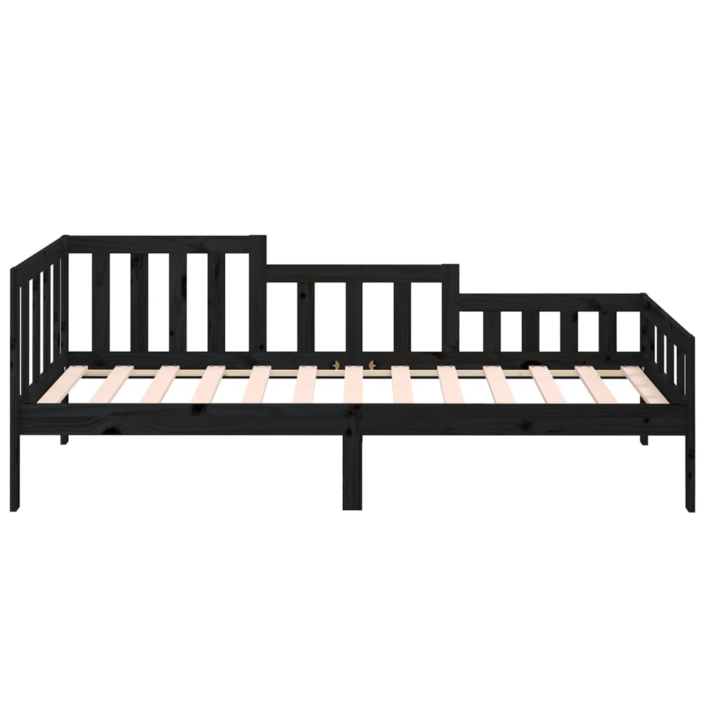 Lit de jour sans matelas noir 90x200 cm bois de pin massif