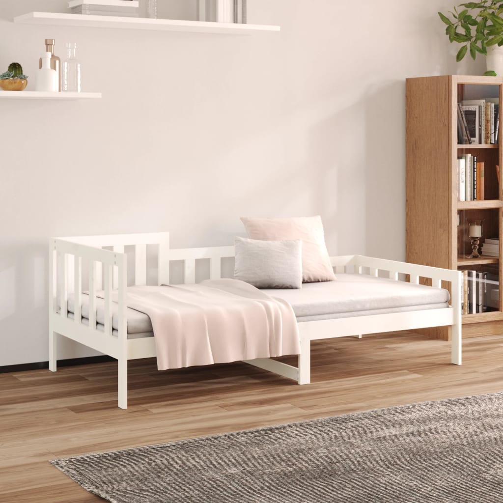 Lit de jour sans matelas blanc 90x190 cm bois de pin massif