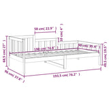 Lit de jour sans matelas blanc 90x190 cm bois de pin massif