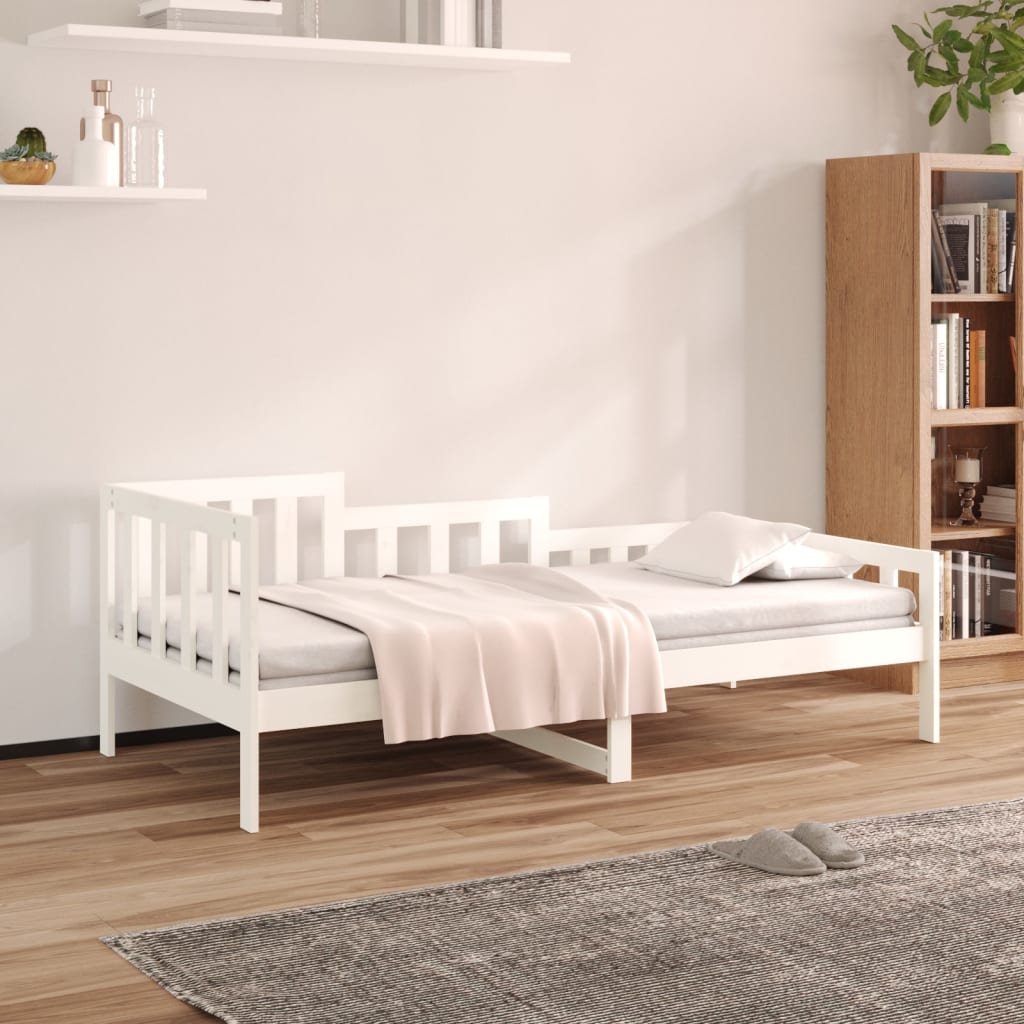 Lit de jour sans matelas blanc 90x190 cm bois de pin massif