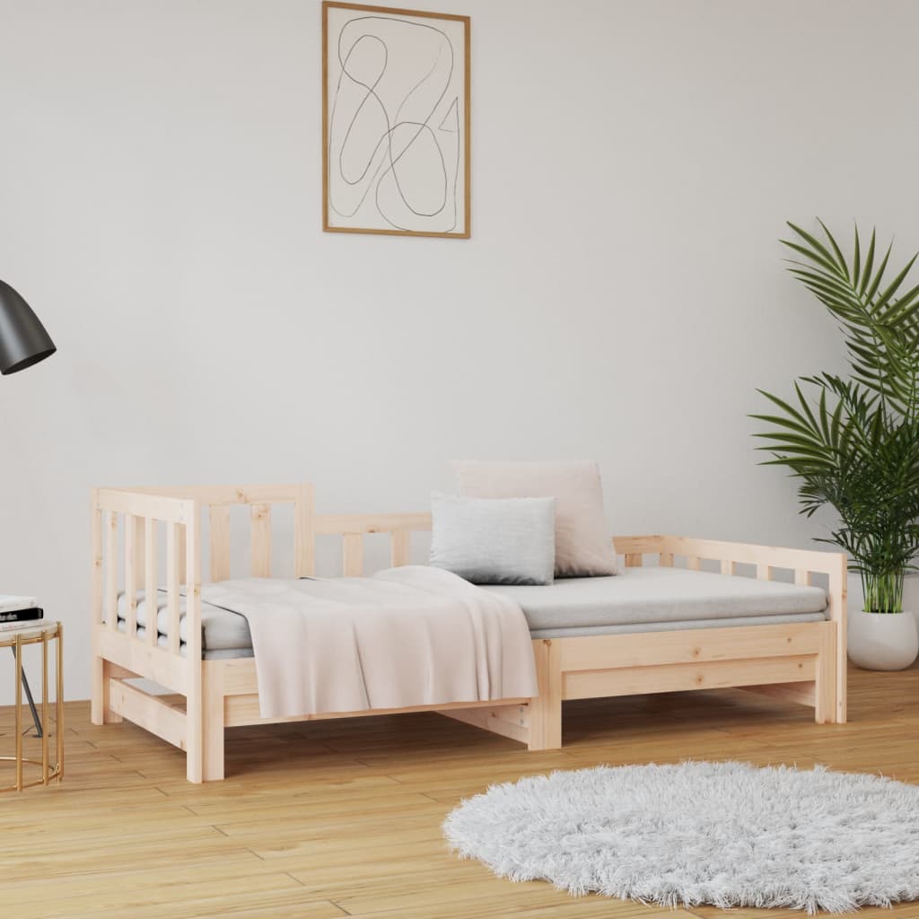 Sliding bed without mattress 2x(80x200) cm Solid pine wood