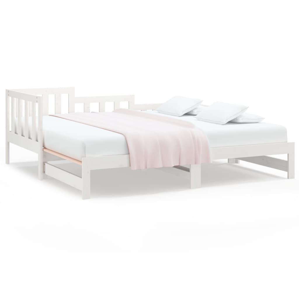 Lit coulissant sans matelas blanc 2x(80x200)cm