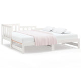 Lit coulissant sans matelas blanc 2x(80x200)cm