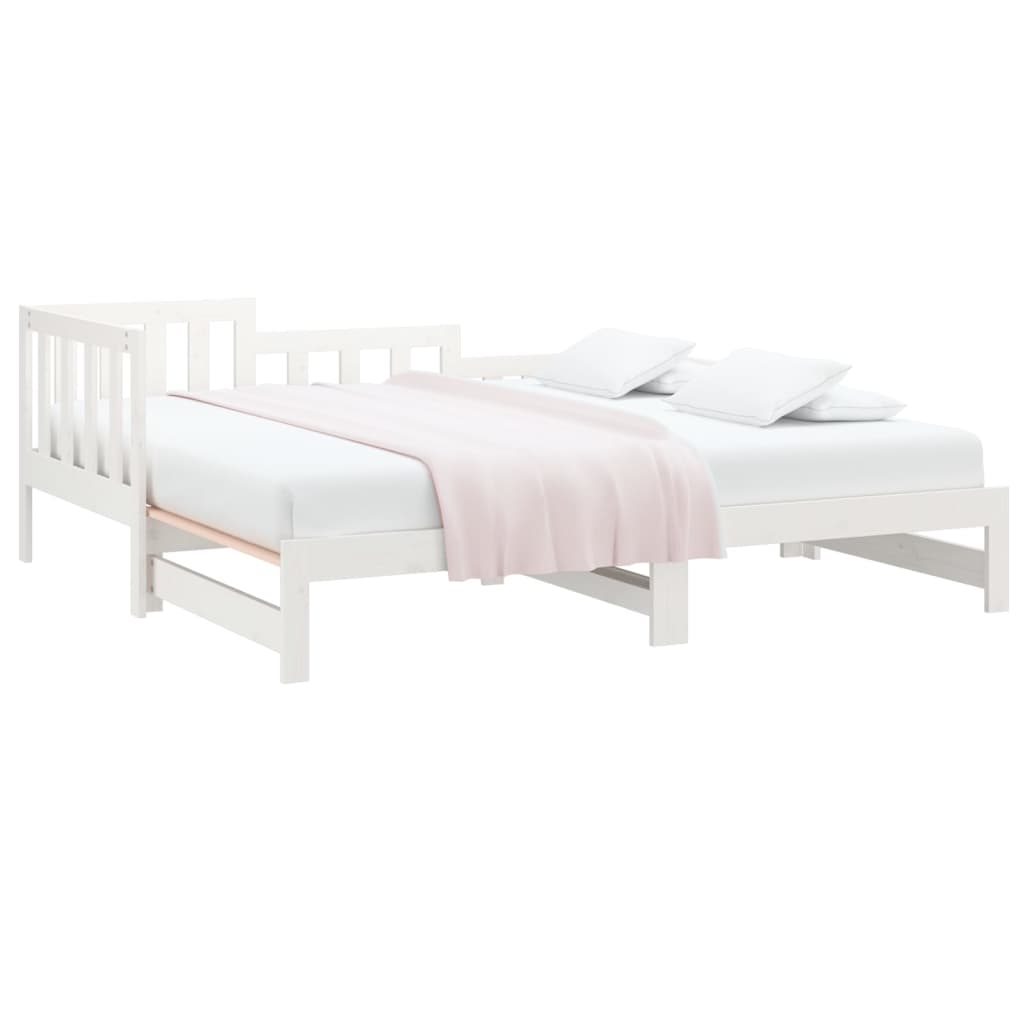 Lit coulissant sans matelas blanc 2x(80x200)cm