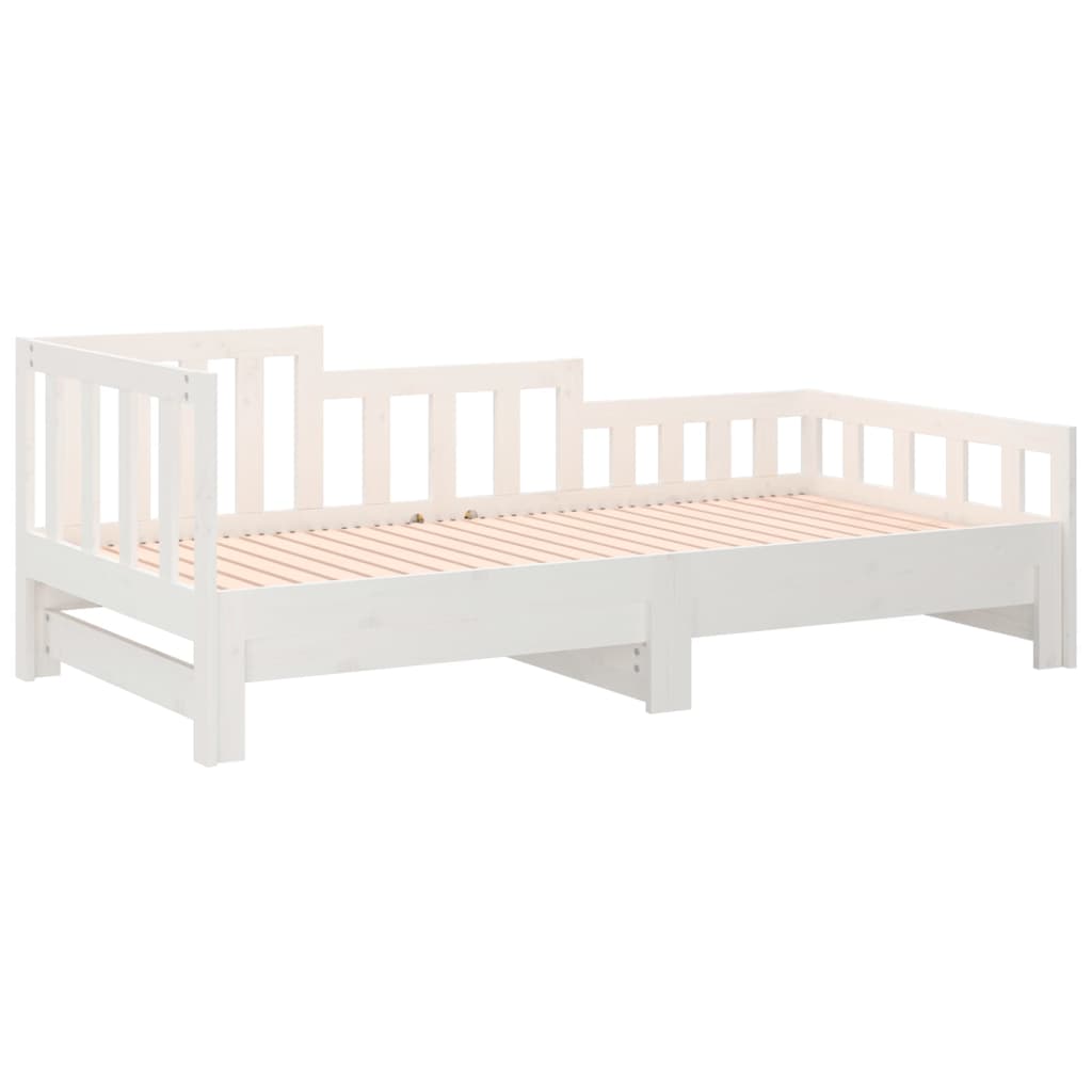 Lit coulissant sans matelas blanc 2x(80x200)cm