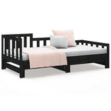 Sliding bed without mattress black solid pine wood