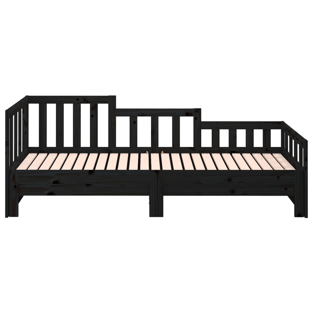 Sliding bed without mattress black solid pine wood