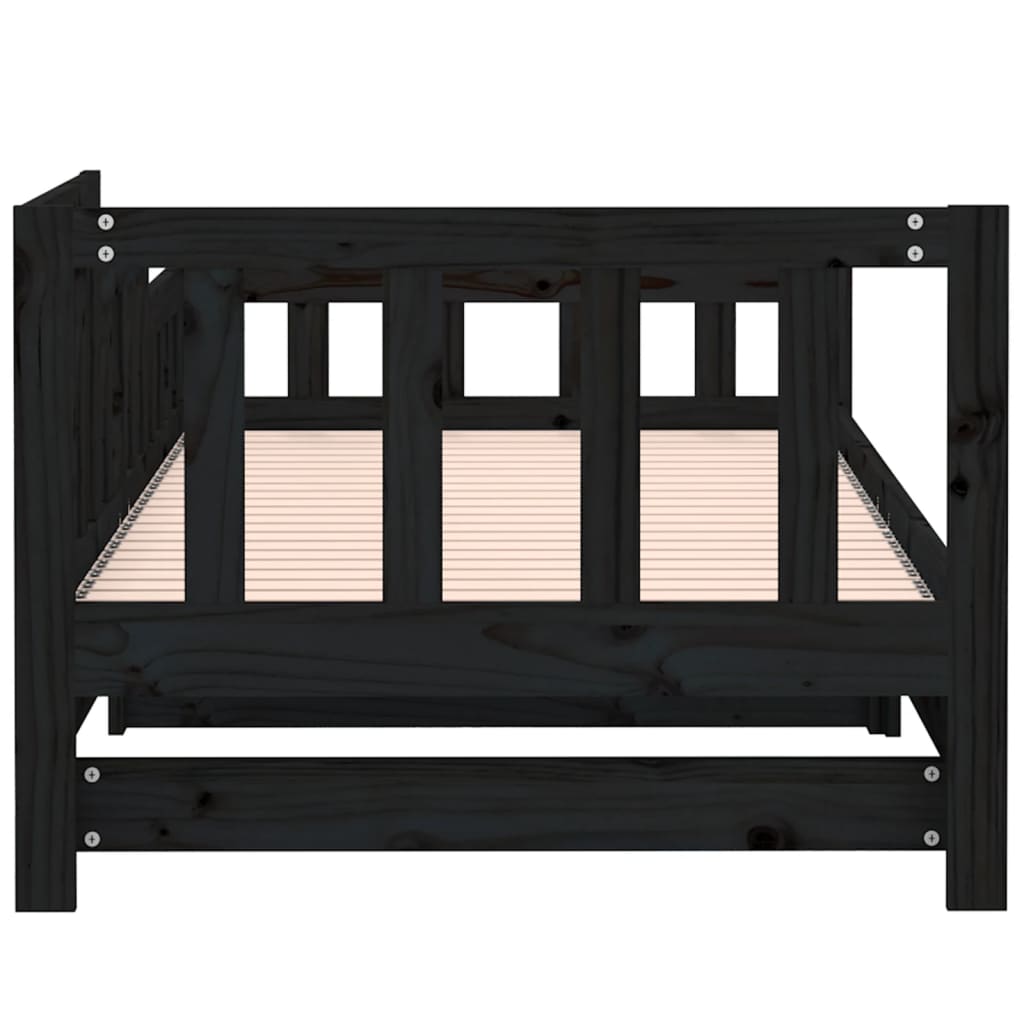 Sliding bed without mattress black solid pine wood