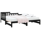 Lit coulissant sans matelas noir 2x(90x200) cm