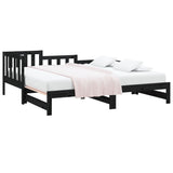 Lit coulissant sans matelas noir 2x(90x190) cm