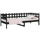 Lit de jour sans matelas noir 80x200 cm bois de pin massif