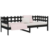 Lit de jour sans matelas noir 80x200 cm bois de pin massif