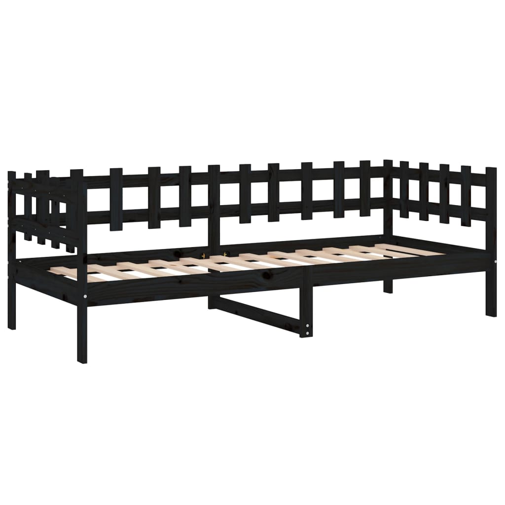 Lit de jour sans matelas noir 80x200 cm bois de pin massif