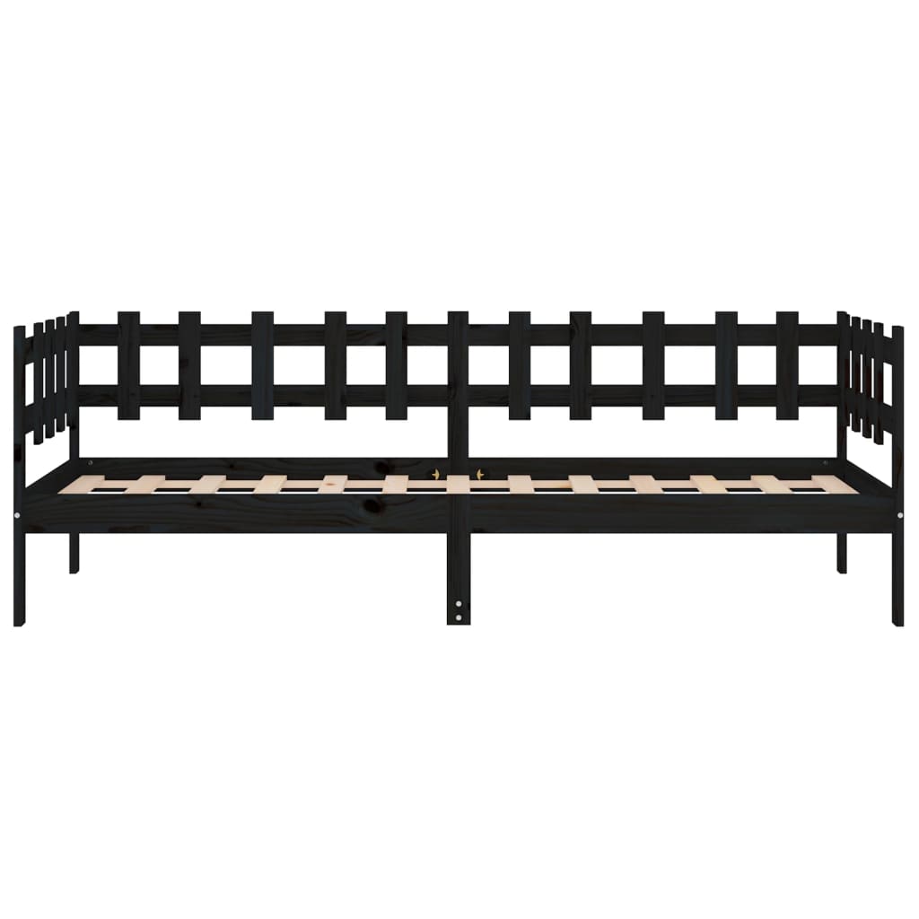 Lit de jour sans matelas noir 80x200 cm bois de pin massif