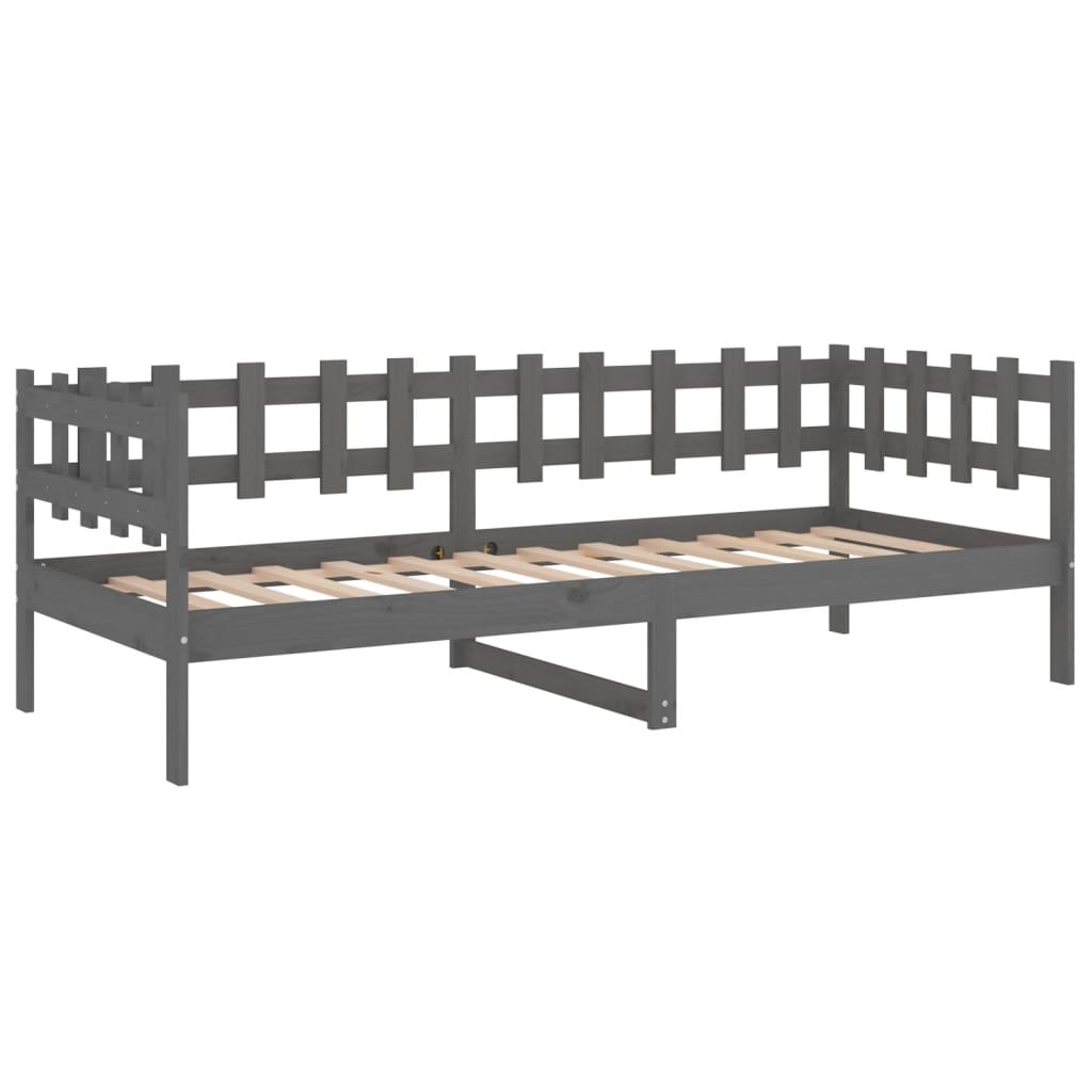 Lit de jour sans matelas gris 90x200 cm bois de pin massif