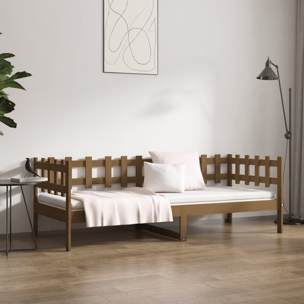 Lit de jour sans matelas marron miel 90x200 cm bois pin massif