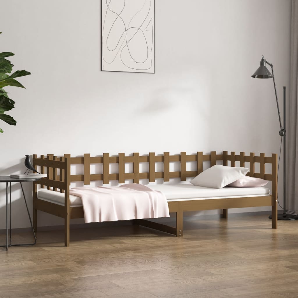 Lit de jour sans matelas marron miel 90x200 cm bois pin massif