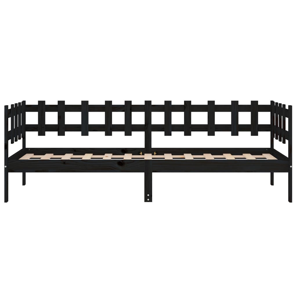 Lit de jour sans matelas noir 90x200 cm bois de pin massif