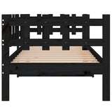 Lit de jour sans matelas noir 90x200 cm bois de pin massif