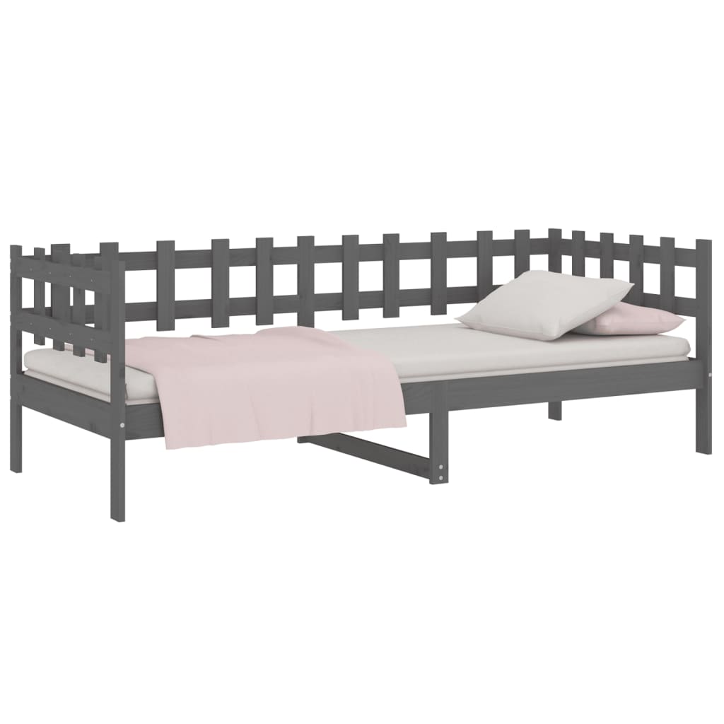 Lit de jour sans matelas gris 90x190 cm bois de pin massif